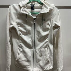 North Face White Fleece zip up with hood